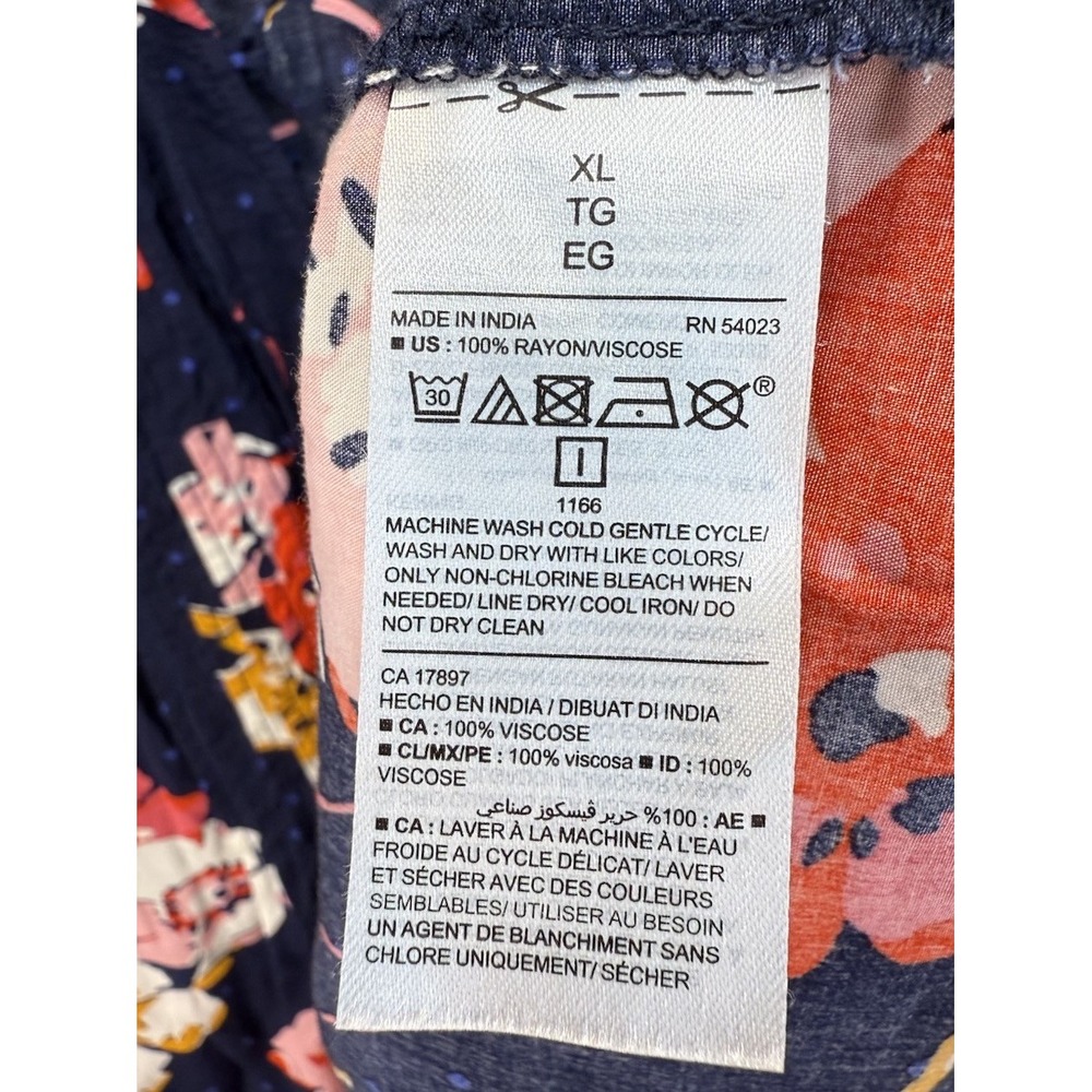 Old Navy Women's Sz XL Multicolor Florals Lace Up Yoke Swing 3/4 Sleeve Dress - Picture 5 of 8